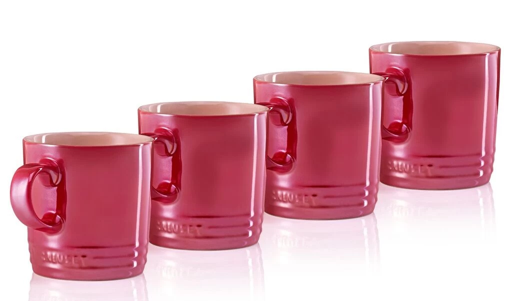 Le Creuset Metallics Mok 350 Ml Aardewerk Kersrood 4 Stuks