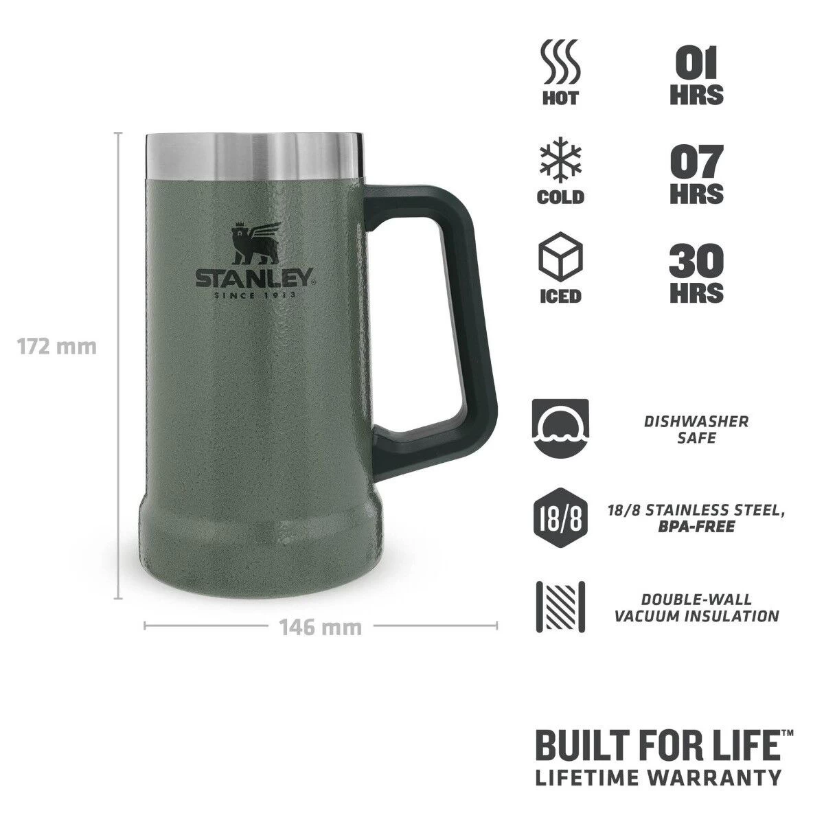 Stanley Adventure Stein Beker 700 Ml Groen 2 Stanley Adventure Stein Beker 700 Ml Groen - Afbeelding 2